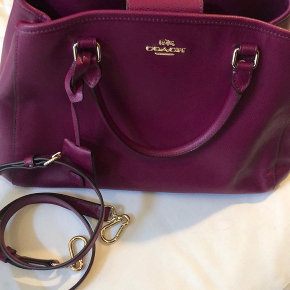 Coach fuchsia satchel handbag with shoulder strap - Picture 5 of 7